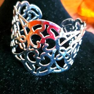 Lia Sophia silvertone ornate cuff bracelet